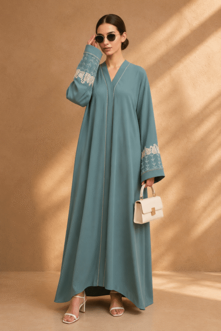 The Oasis Flow Modern Summer Abaya Front View