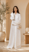 Minimalist Zari Abaya made from premium TikTok fabric with elegant zari lining for modern modest fashion and everyday comfort.