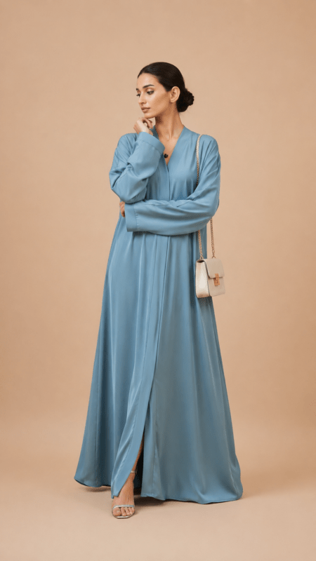 Comfy Abaya in premium TikTok fabric featuring a gown stripe open style for modern modest fashion and everyday comfort.