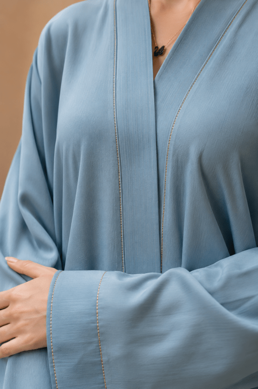 Comfy Abaya in premium TikTok fabric featuring a gown stripe open style for modern modest fashion and everyday comfort.