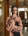 Floral embroidery sleeve detail of The Blossom embroidered abaya