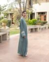 The Oasis Flow Summer Abaya Side View with Embroidered Sleeves