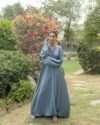 Comfy Abaya in premium TikTok fabric featuring a gown stripe open style for modern modest fashion and everyday comfort.